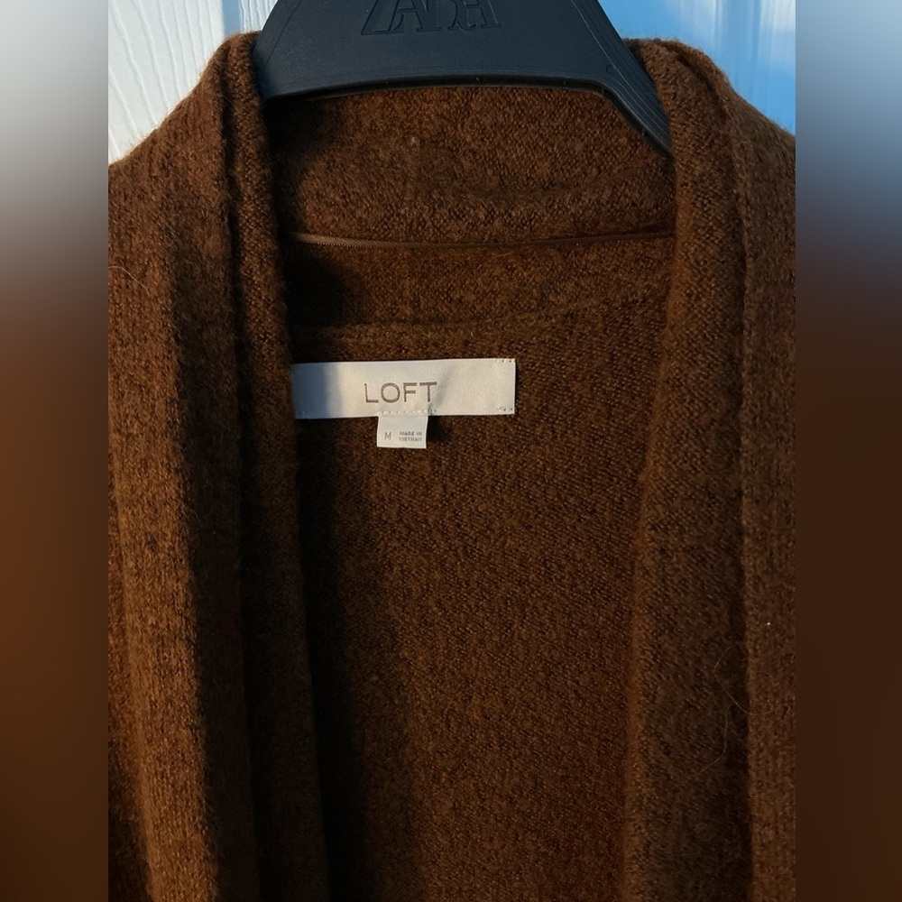 Loft brown open long drape cardigan - Picture 4 of 5
